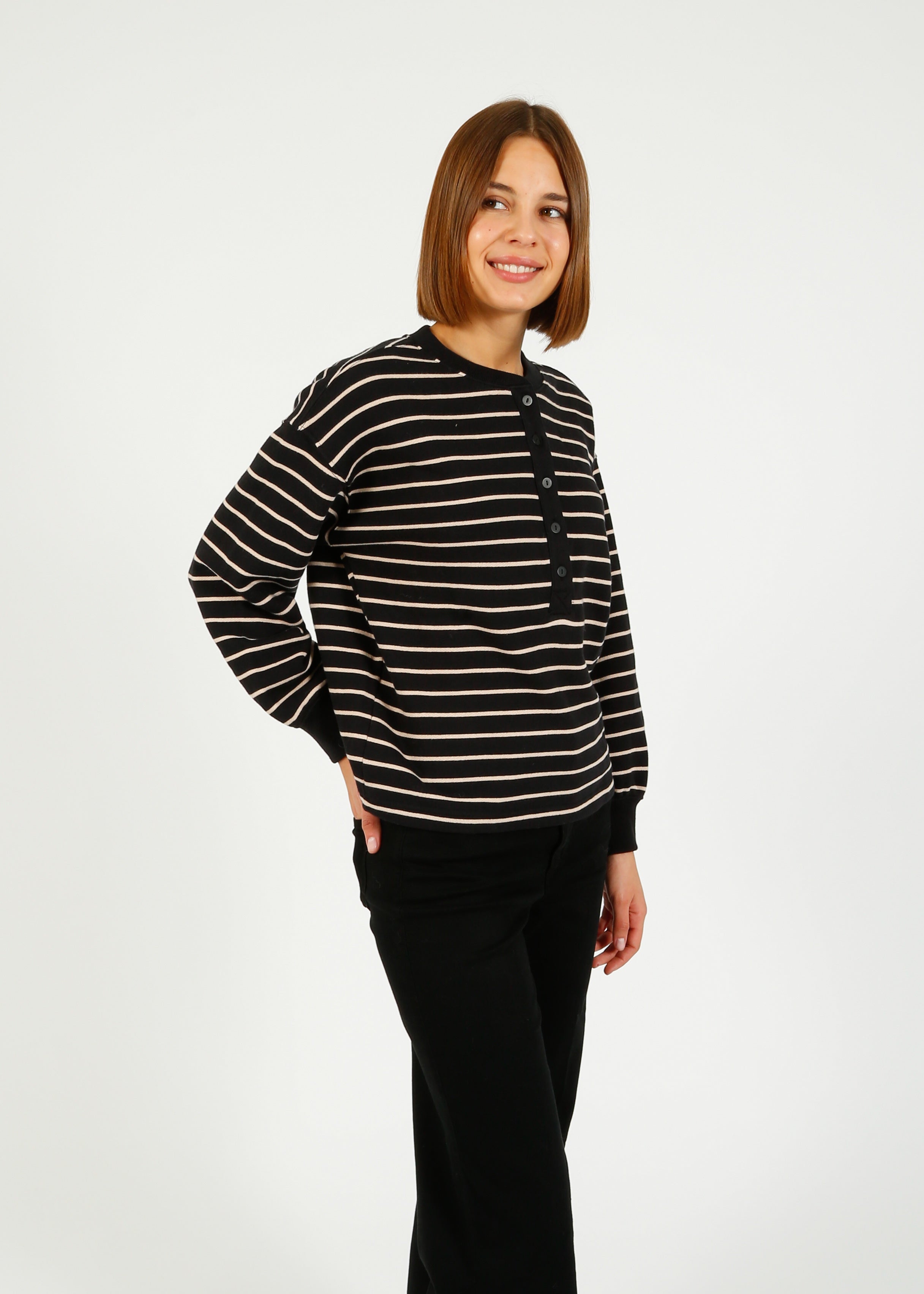 RAILS Joan Sweatshirt in Black, Ivory