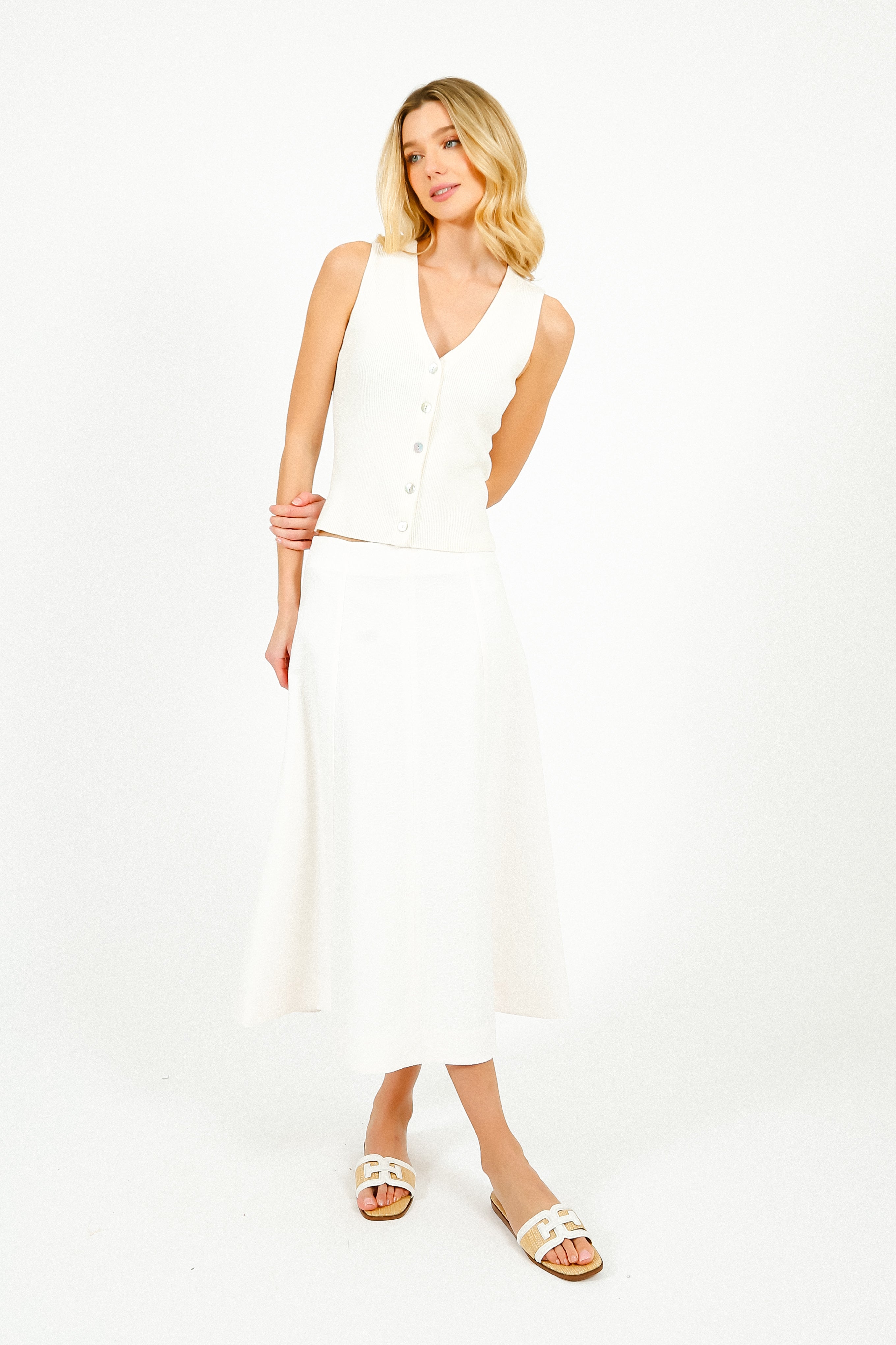 RAILS Rosa Button Vest in Ivory