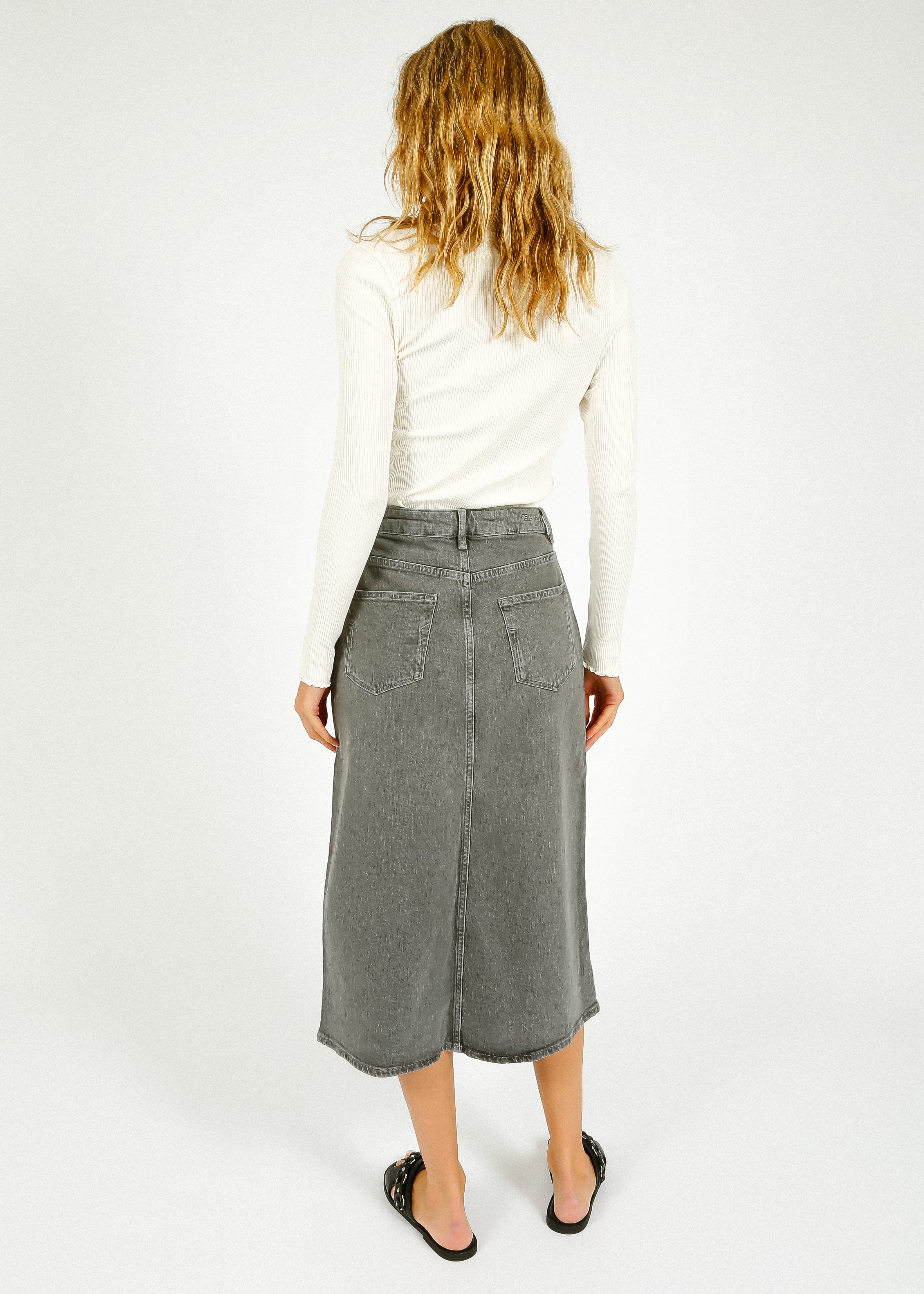 SLF Krista Gerda Denim Skirt in Light Grey