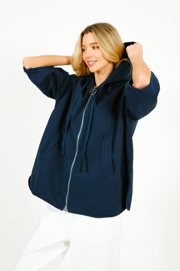 TINSELS Alba Rainy Zip Up in Navy