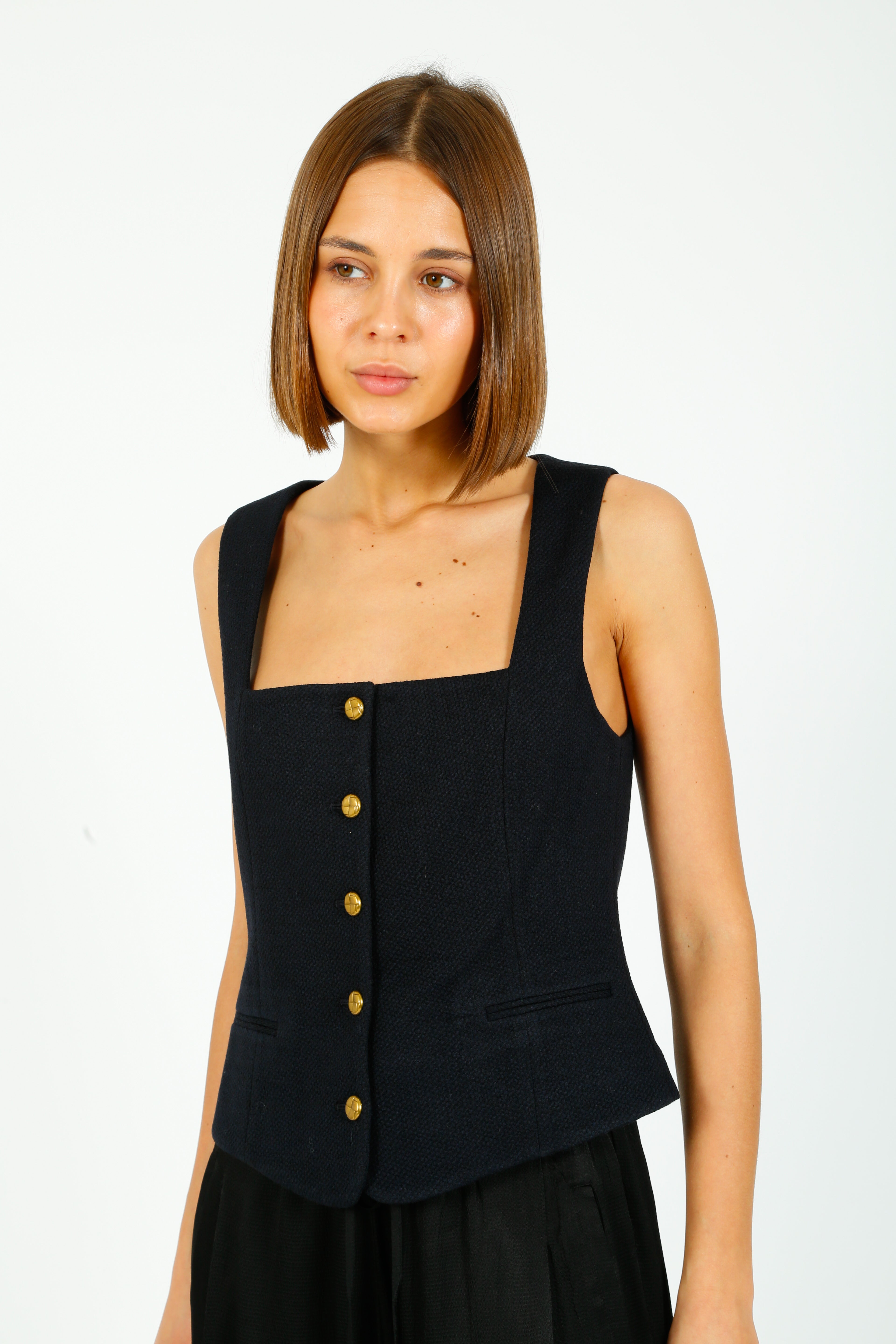 R&B Mariana Textured Vest in Navy