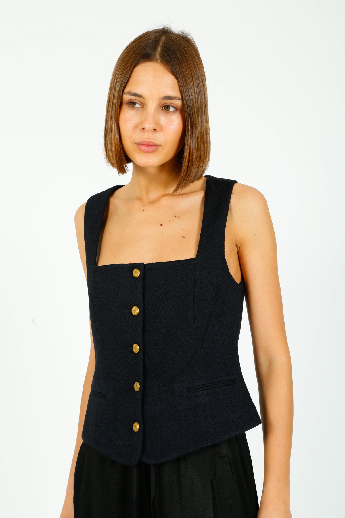 R&B Mariana Textured Vest in Navy