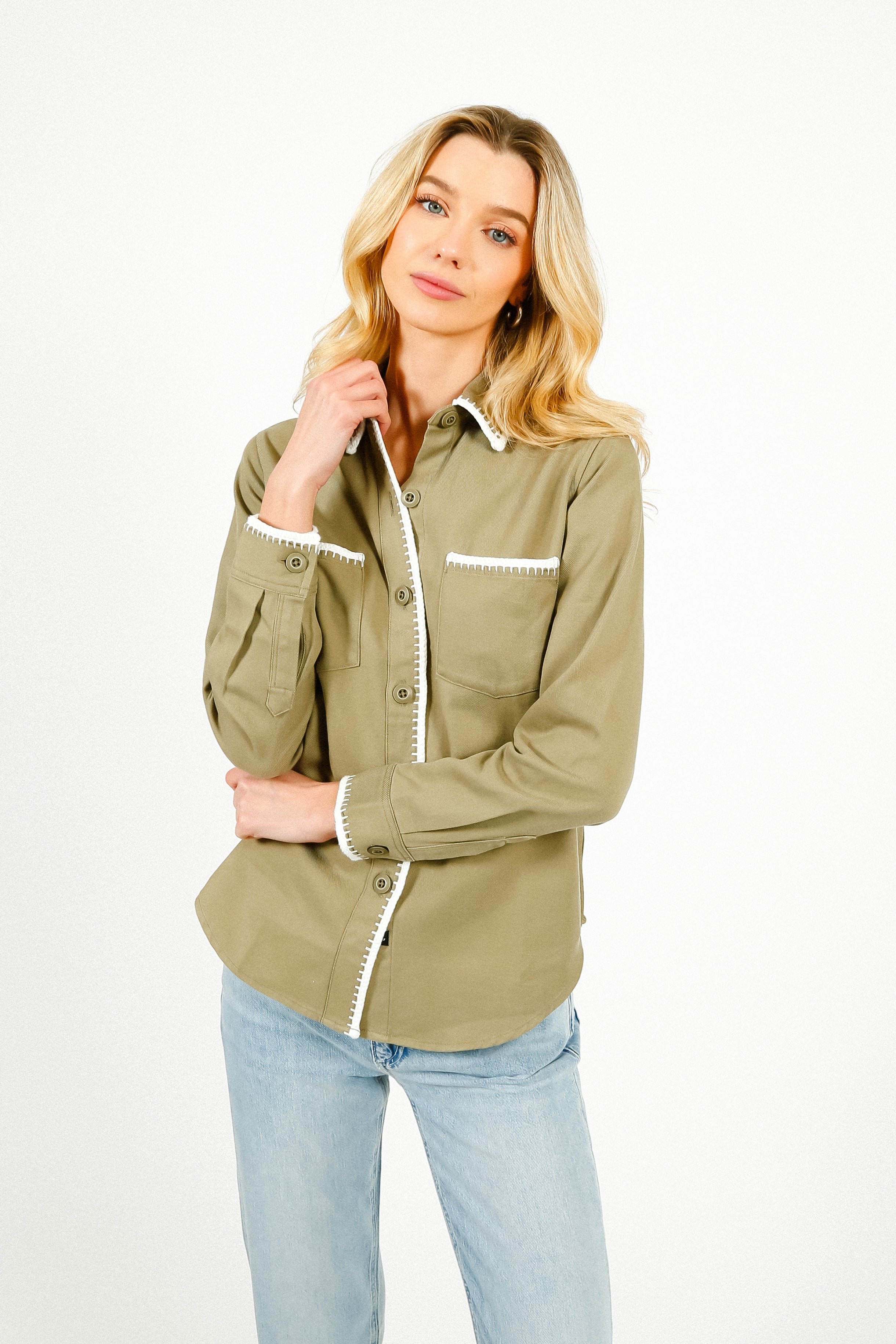 RAILS Reigh Shirt in Pale Olive