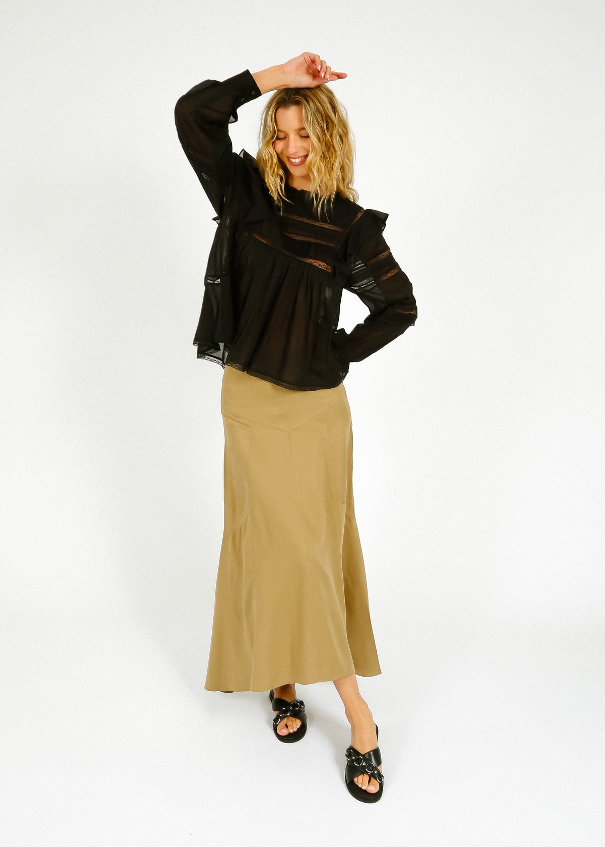 IM Ganael Ruffle Blouse in Black