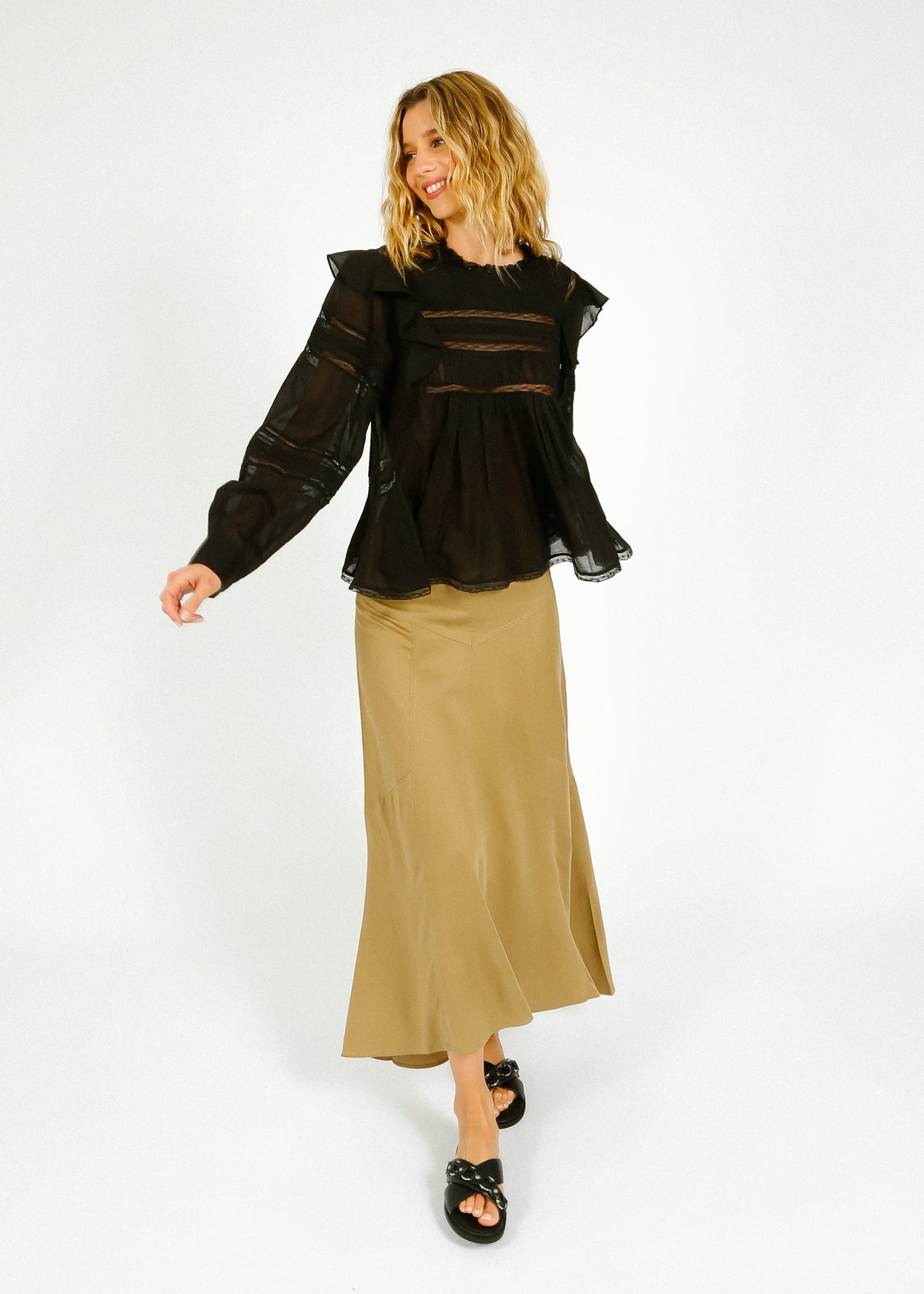 IM Ganael Ruffle Blouse in Black