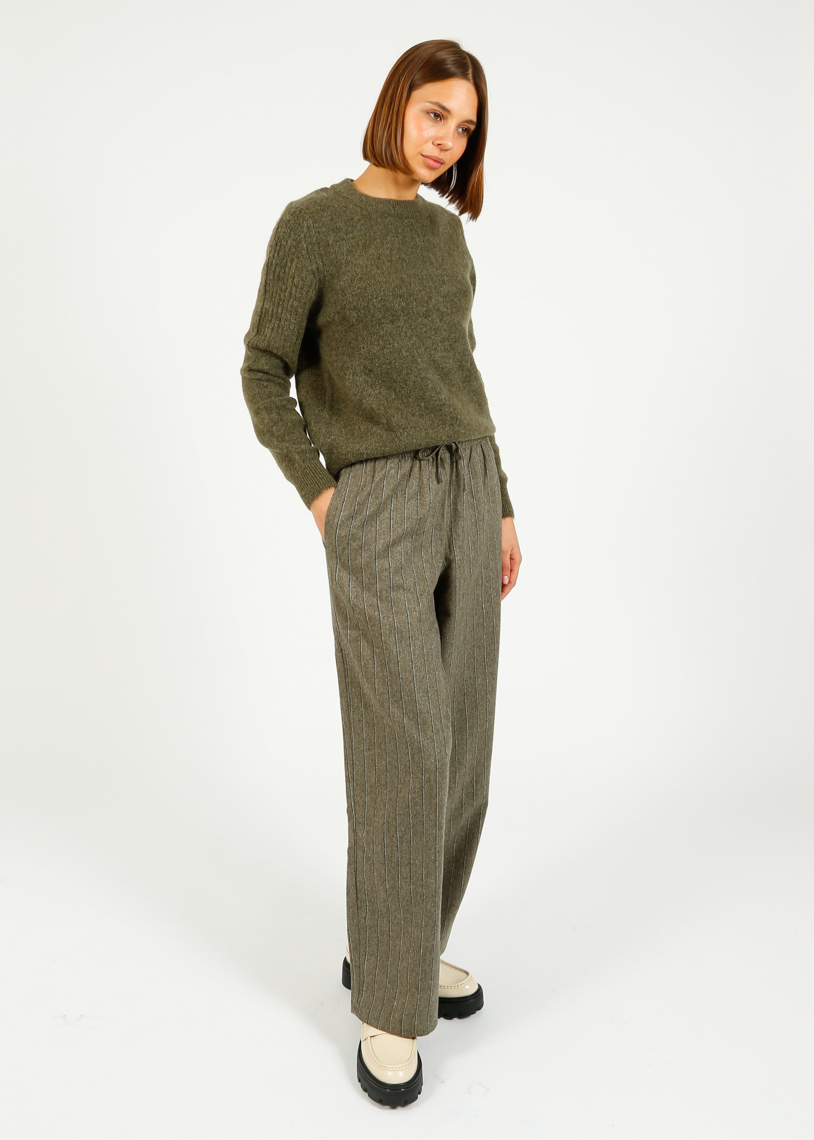 AV Dirow Trousers in Taupe Stripe