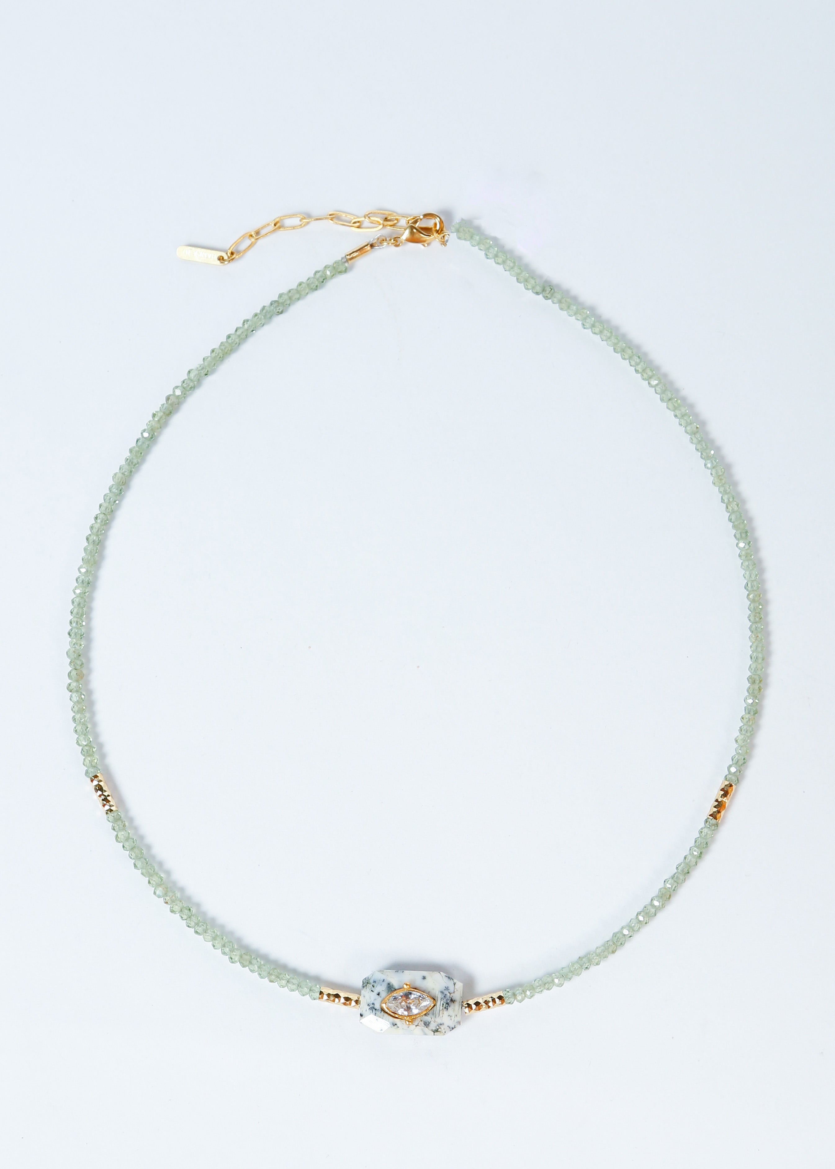 HANKA Inside Choker in Green Apatite, Dendrite Agate