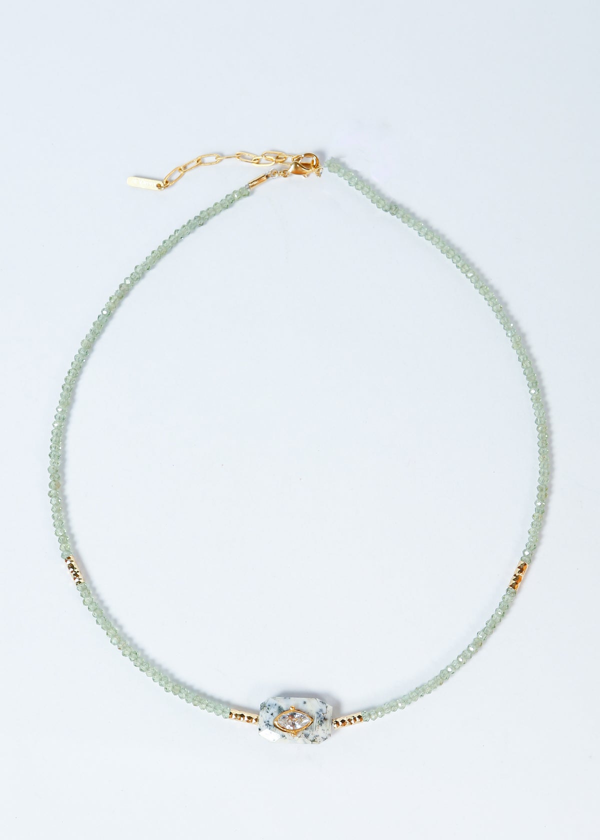 HANKA Inside Choker in Green Apatite, Dendrite Agate