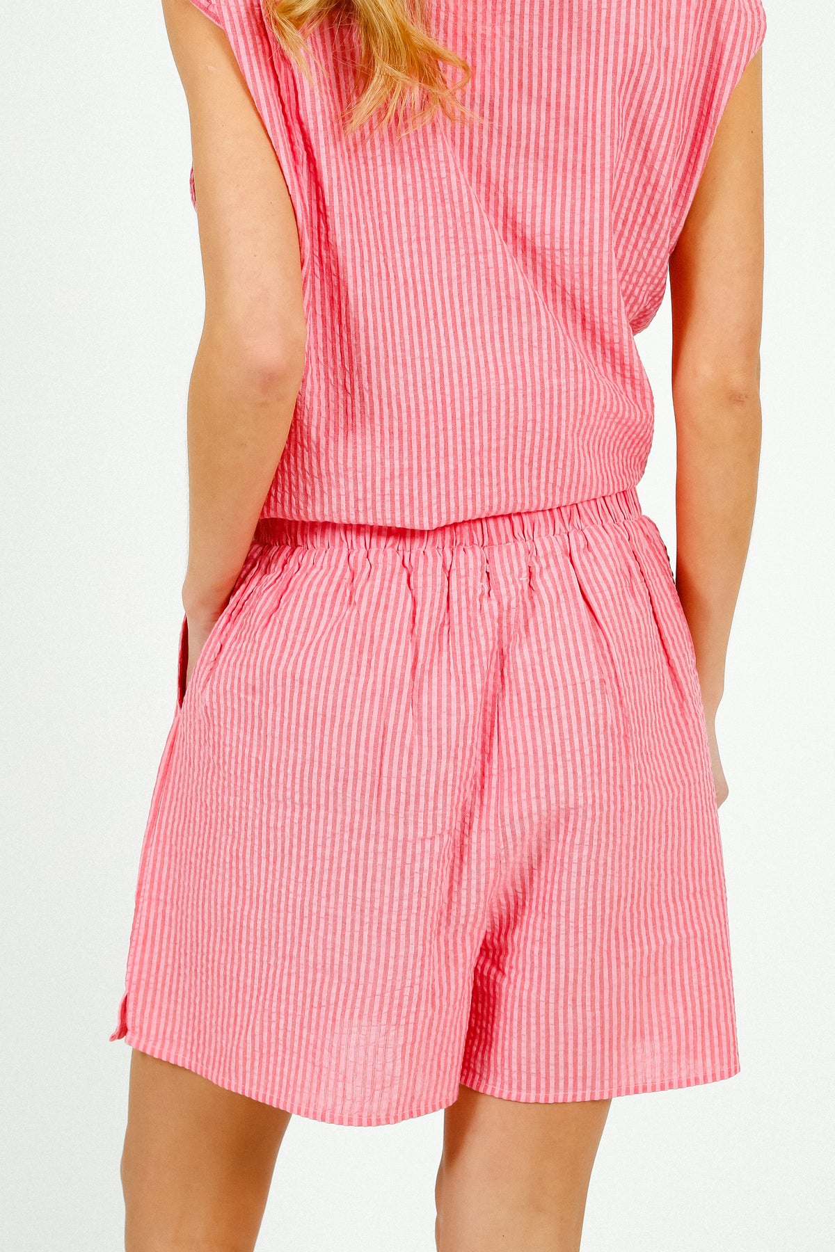 PARK Resort Sleeveless Shirt Pink & Red Stripe