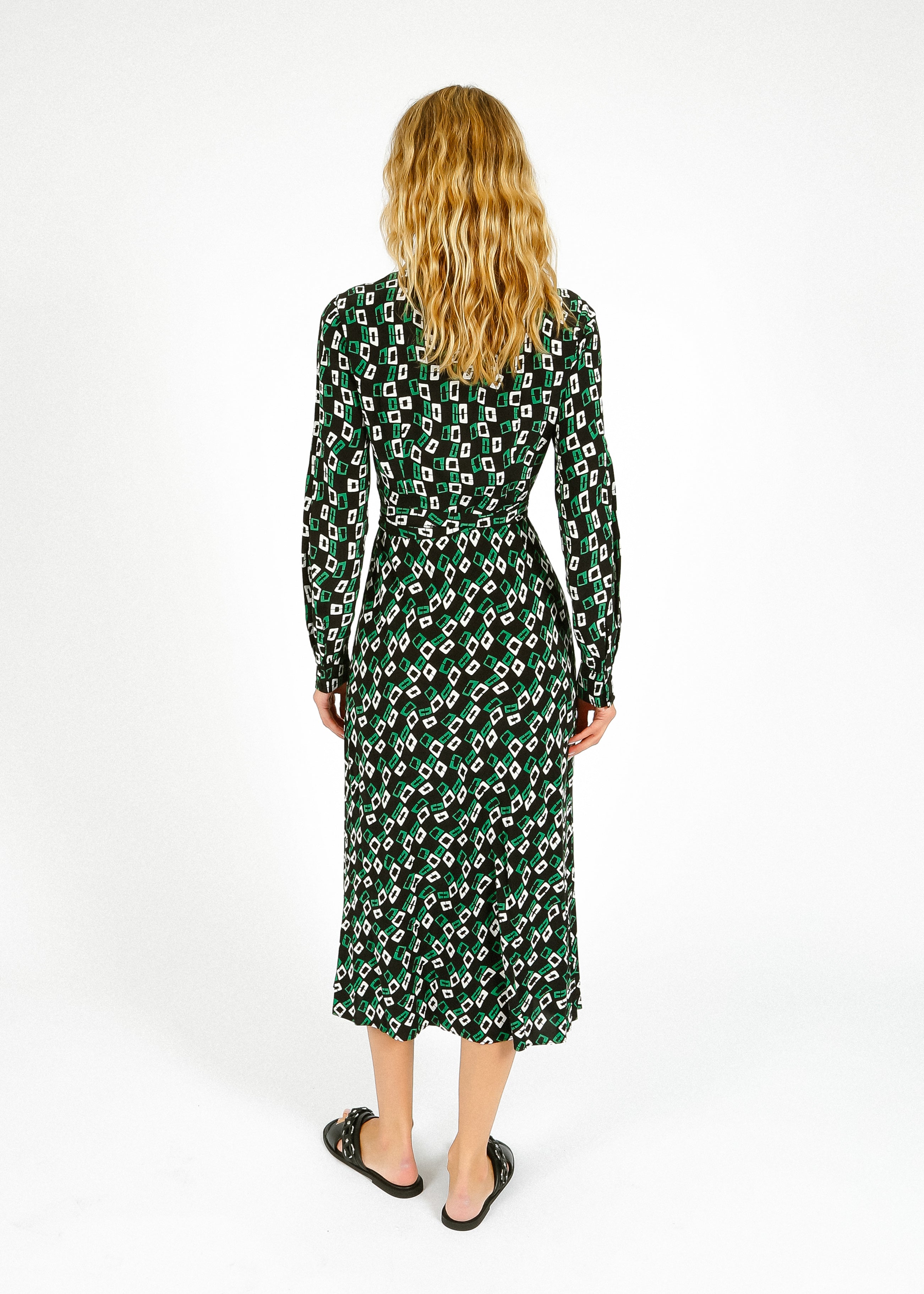 DVF Tori Dress in Chains Spots Black