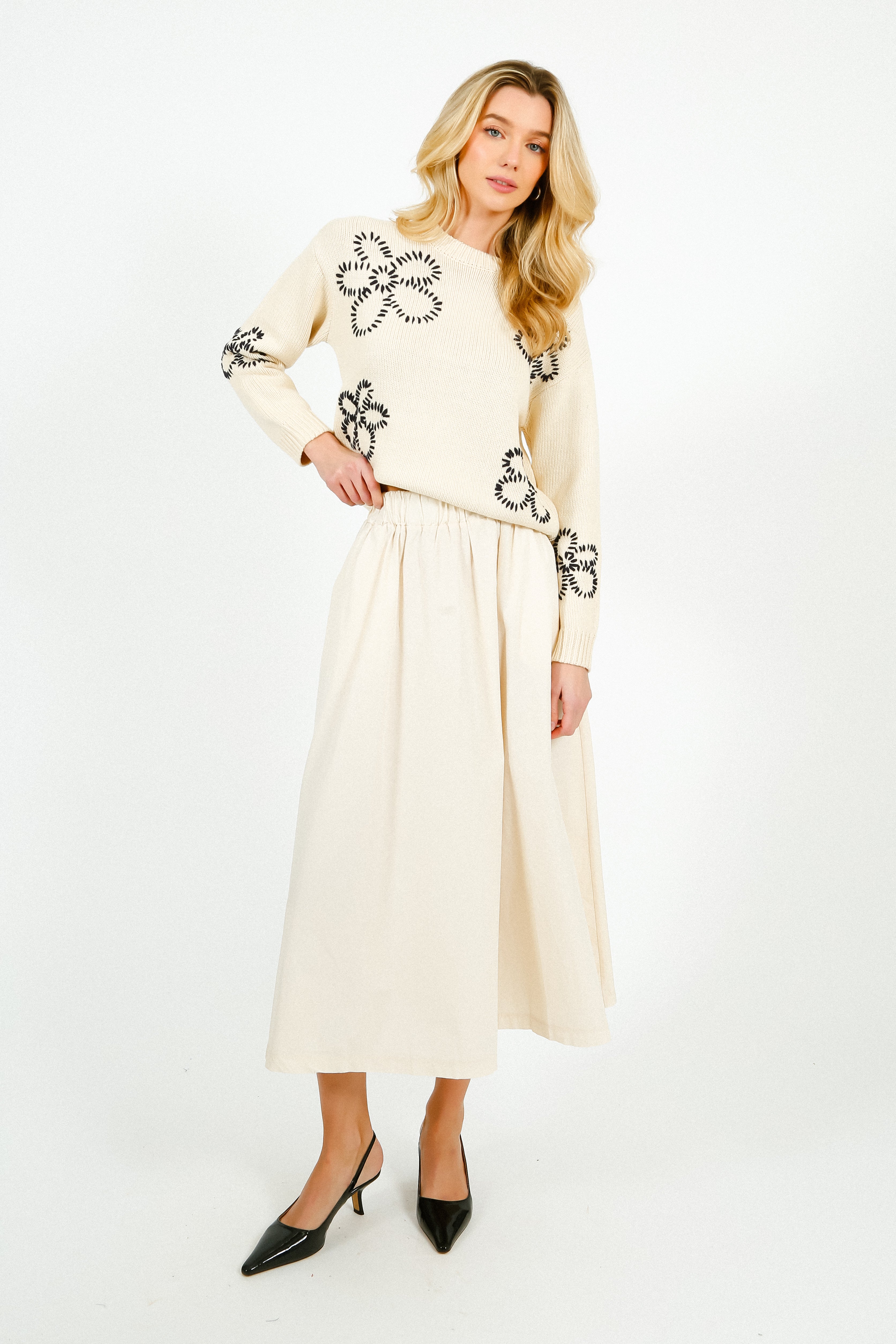 TINSELS Alex Paper Cotton Skirt in Cream