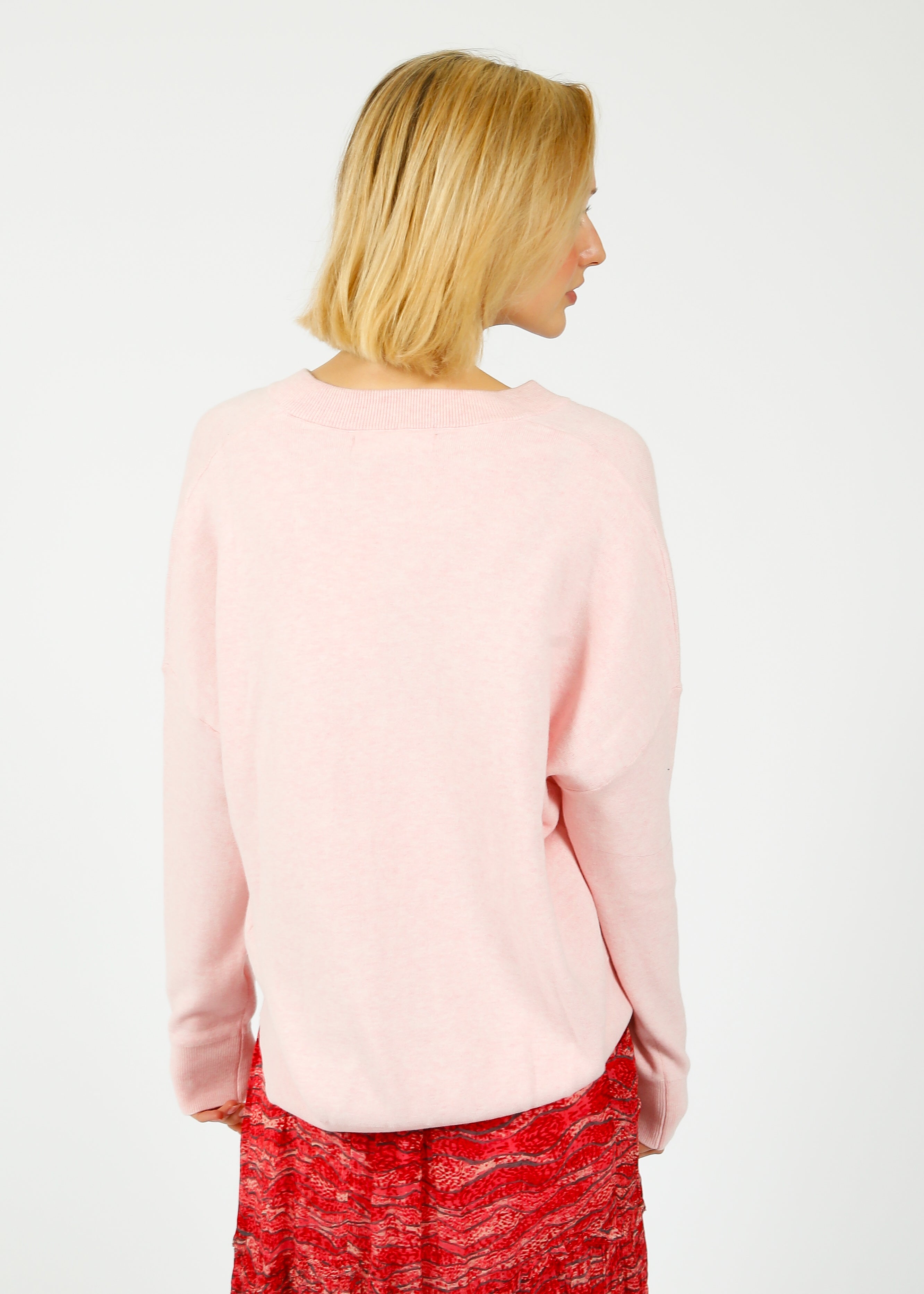 IW Foster V Neck in  Pale Pink Melange