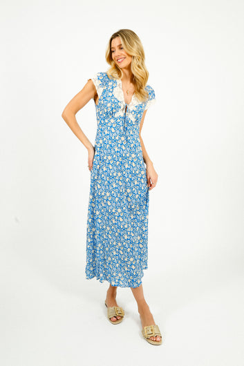 RIXO Amari Dress in Shell Pansy Indigo