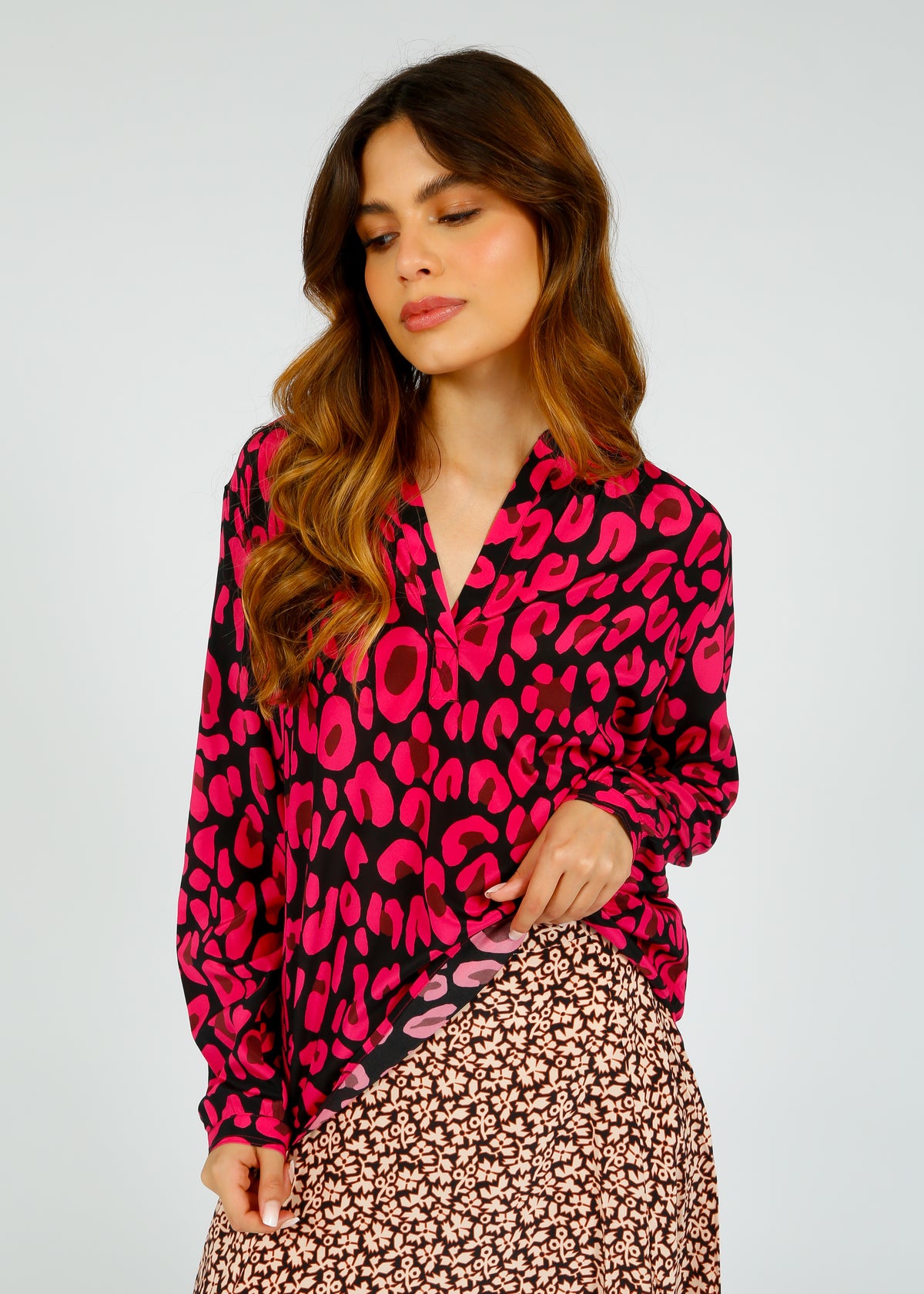 PPL Sandy Silk Shirt in Leo 02 Pink