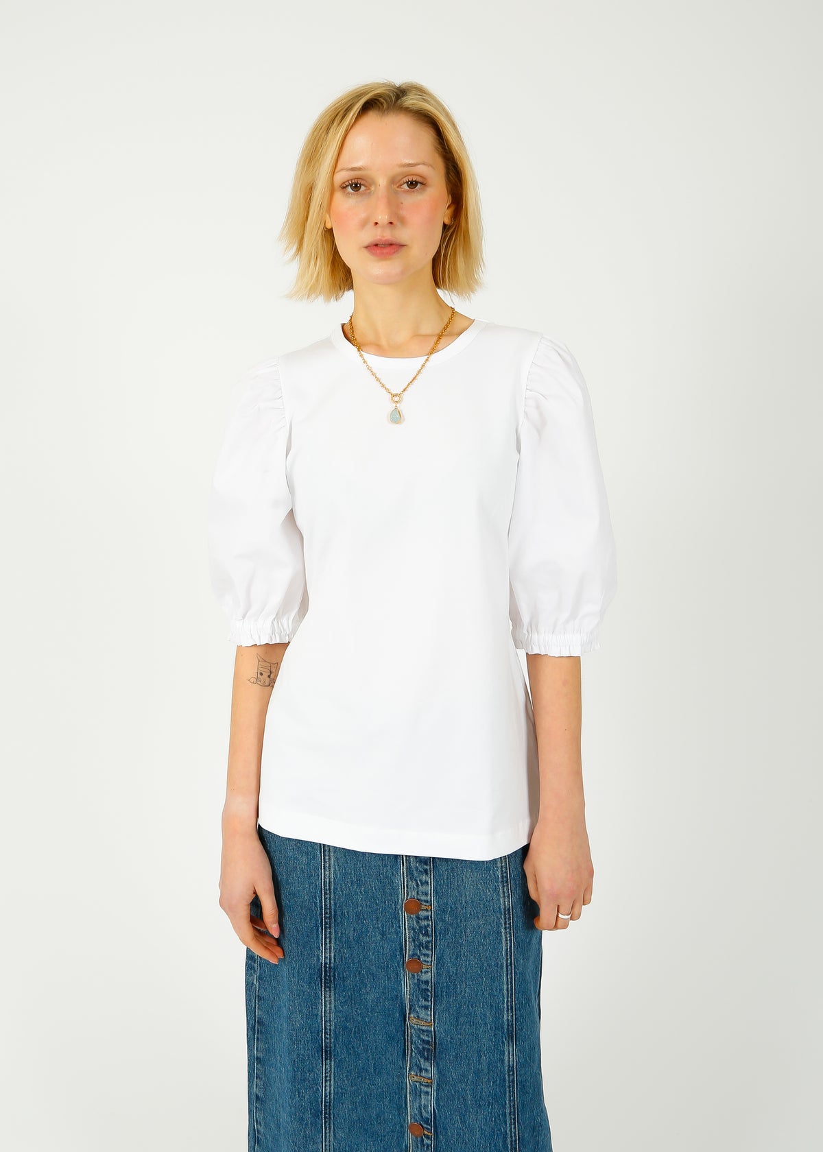 PARK Puff Sleeve Tee in White