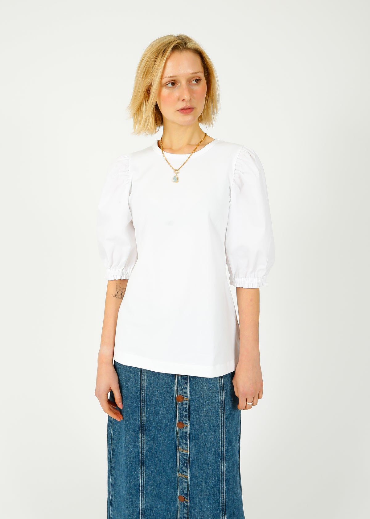 PARK Puff Sleeve Tee in White