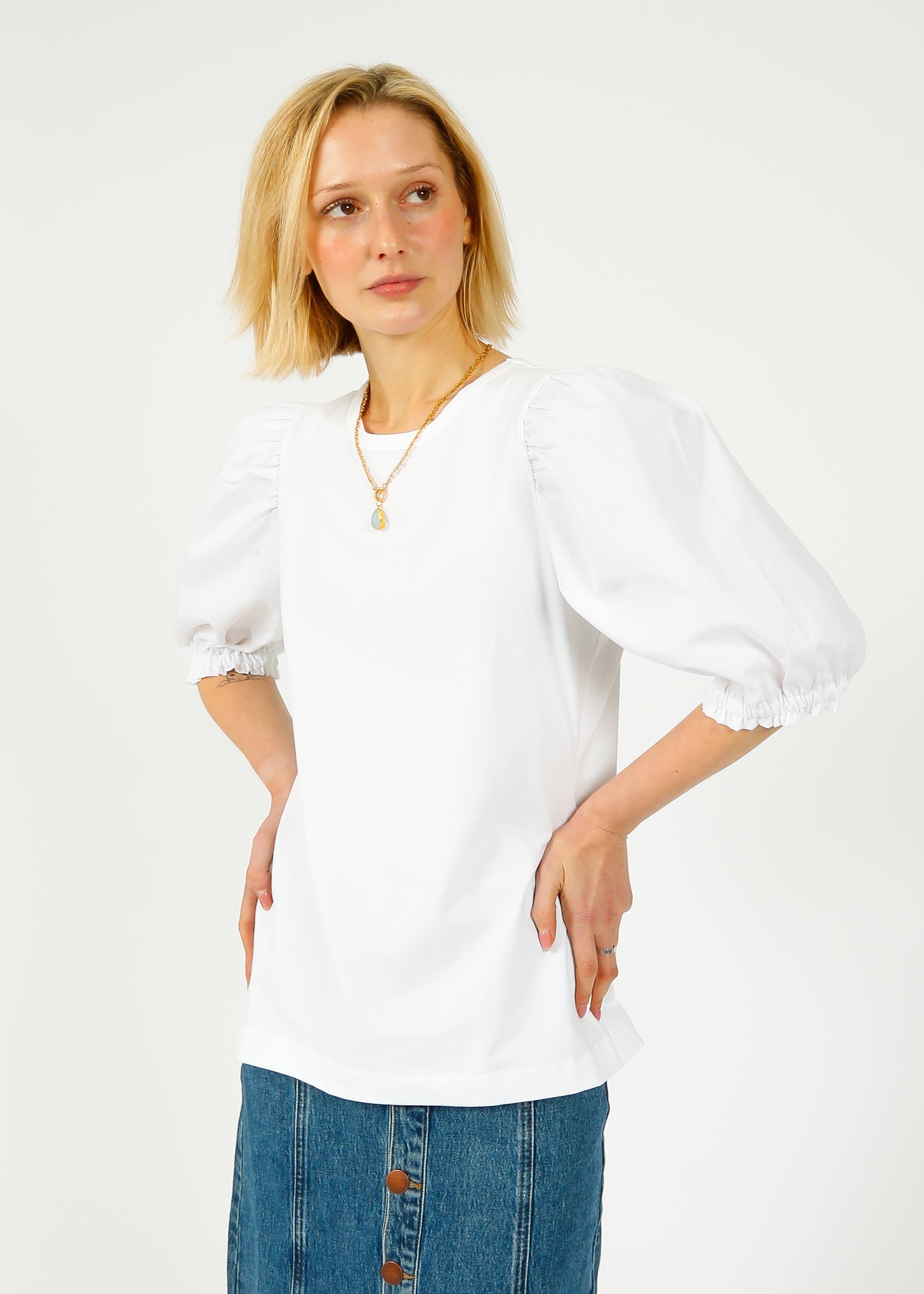 PARK Puff Sleeve Tee in White