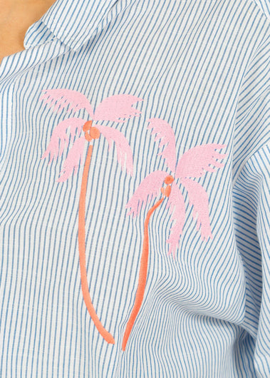 PP Mabel Shirt in Palm Emb Blue Shirt