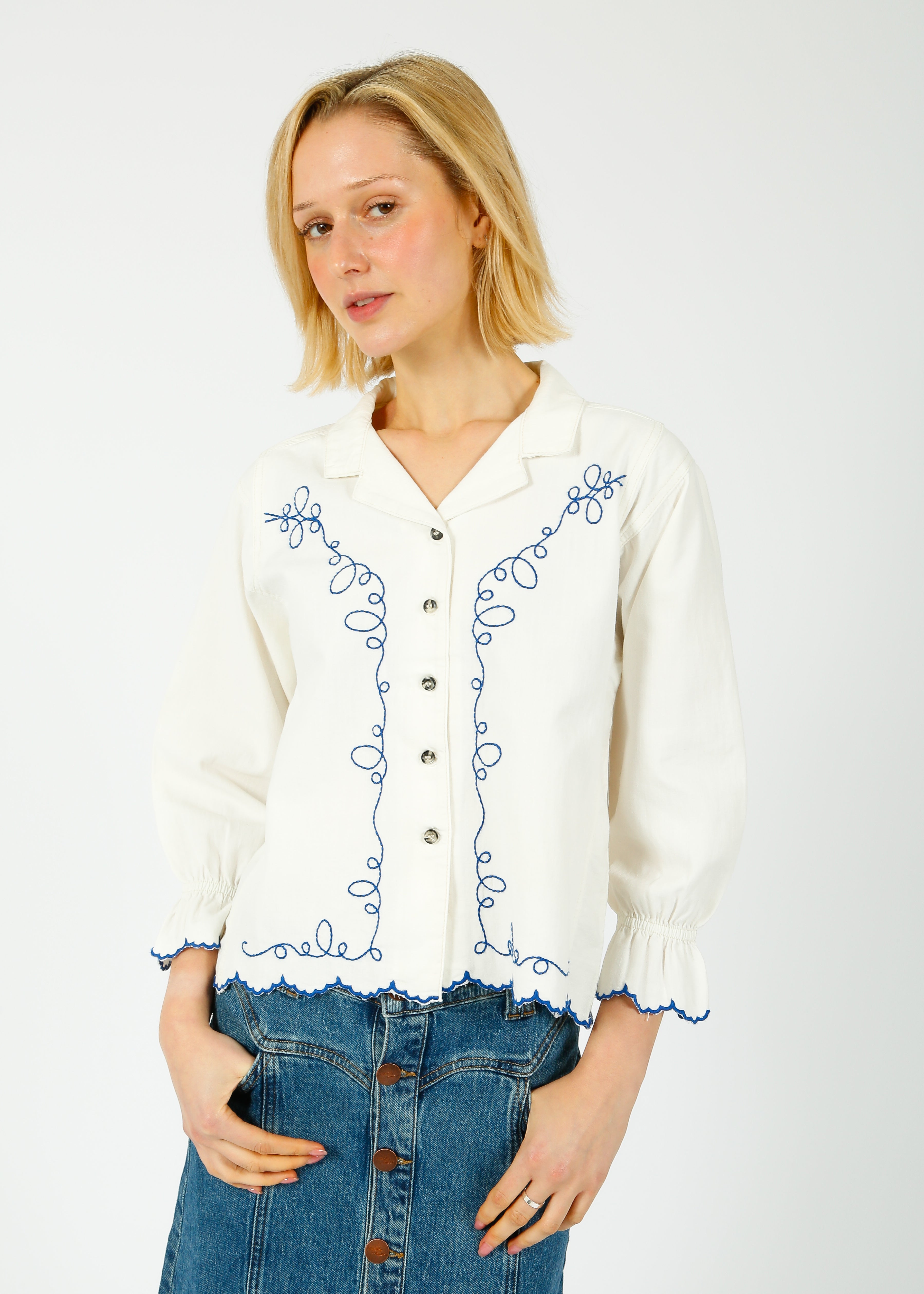 S&M Western Sophia Blouse in Ecru