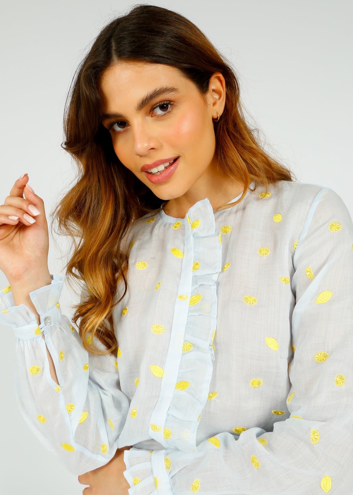 PP Luna Shirt in Lemon Polka Emb