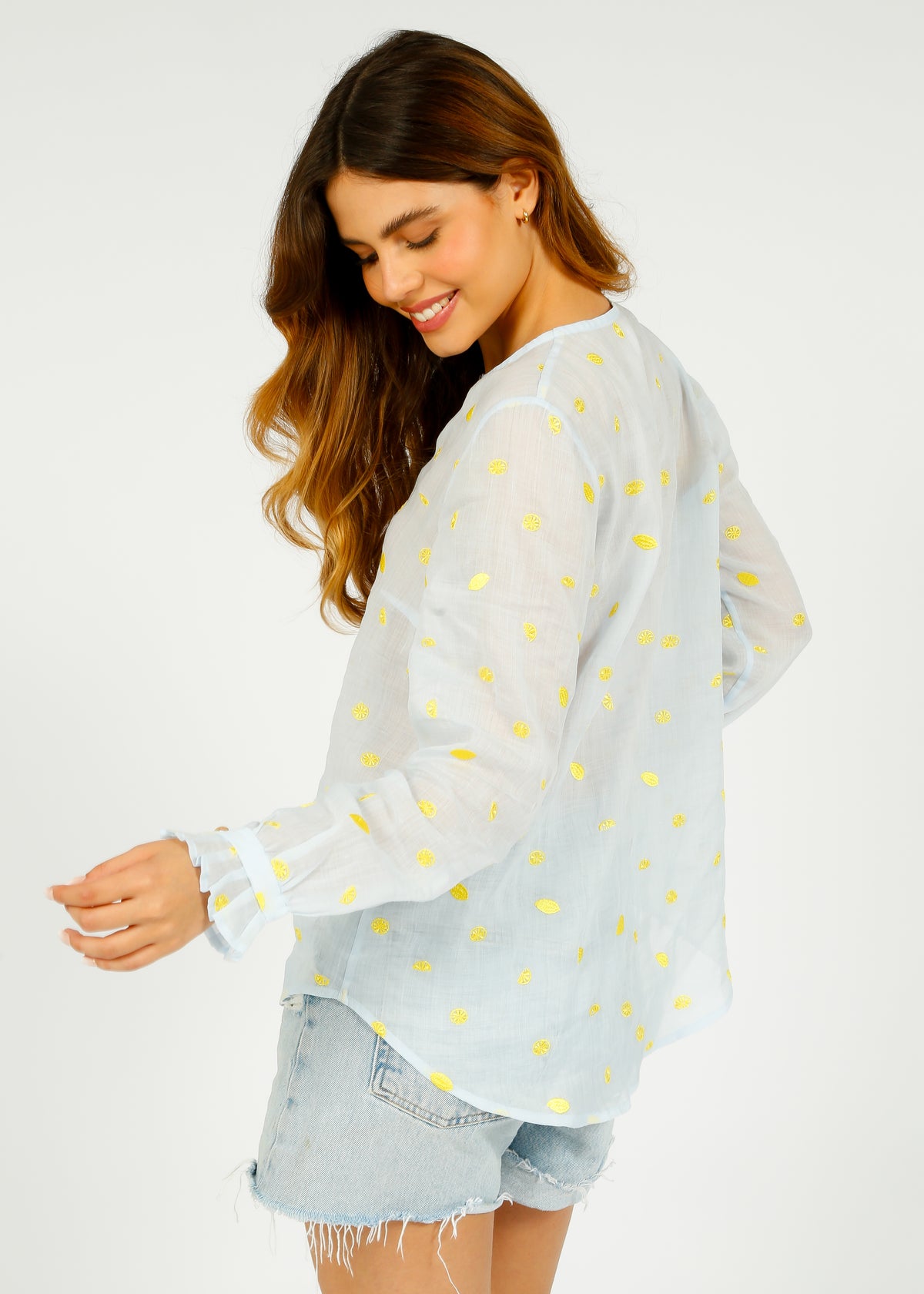 PP Luna Shirt in Lemon Polka Emb