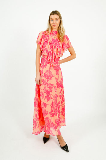 EA Honolulu Ruffle Midi Dress in Marzipani