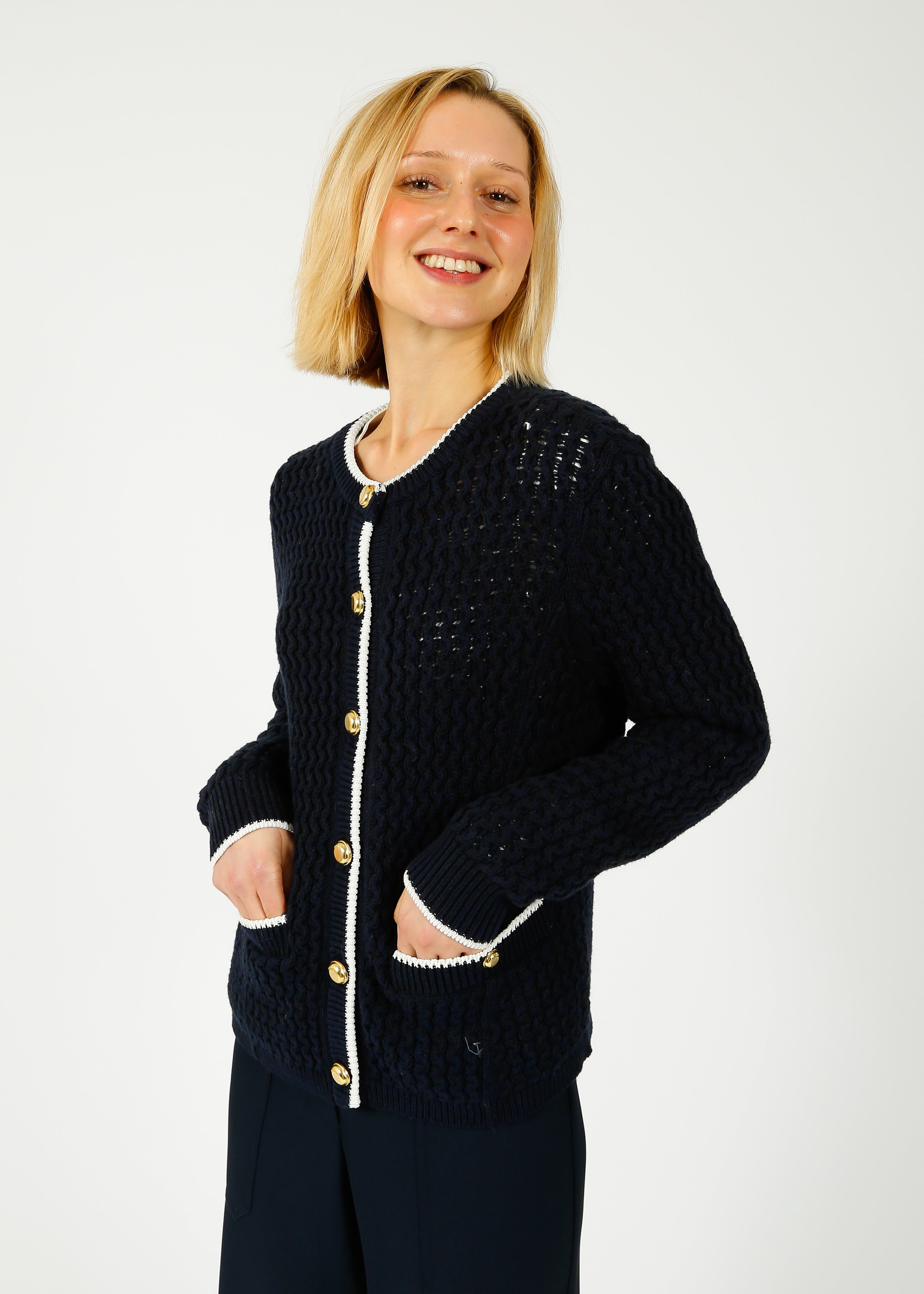 R&B Daria Cardigan in Navy