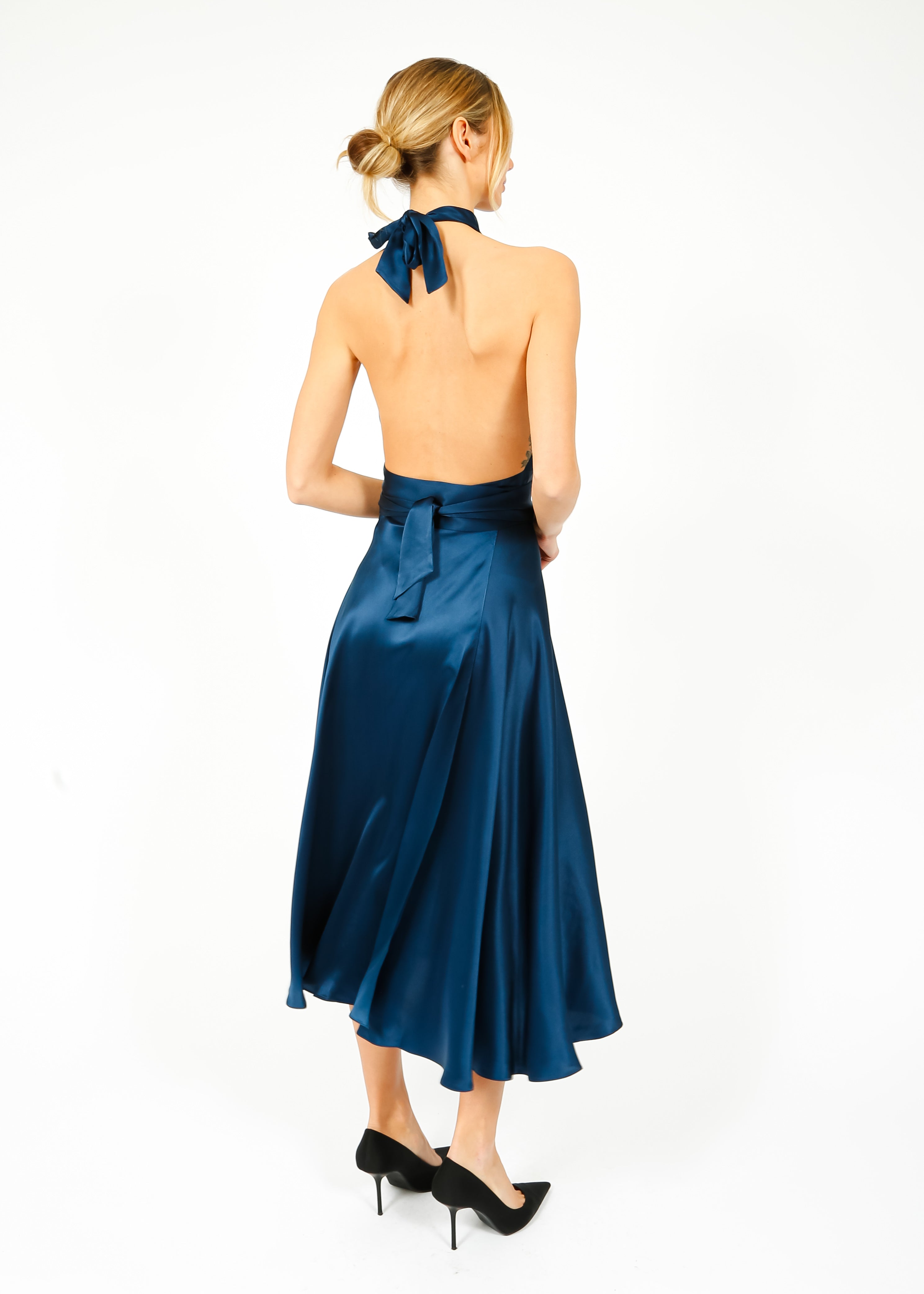 HARMUR Midi Wrap Dress in Stormy Navy