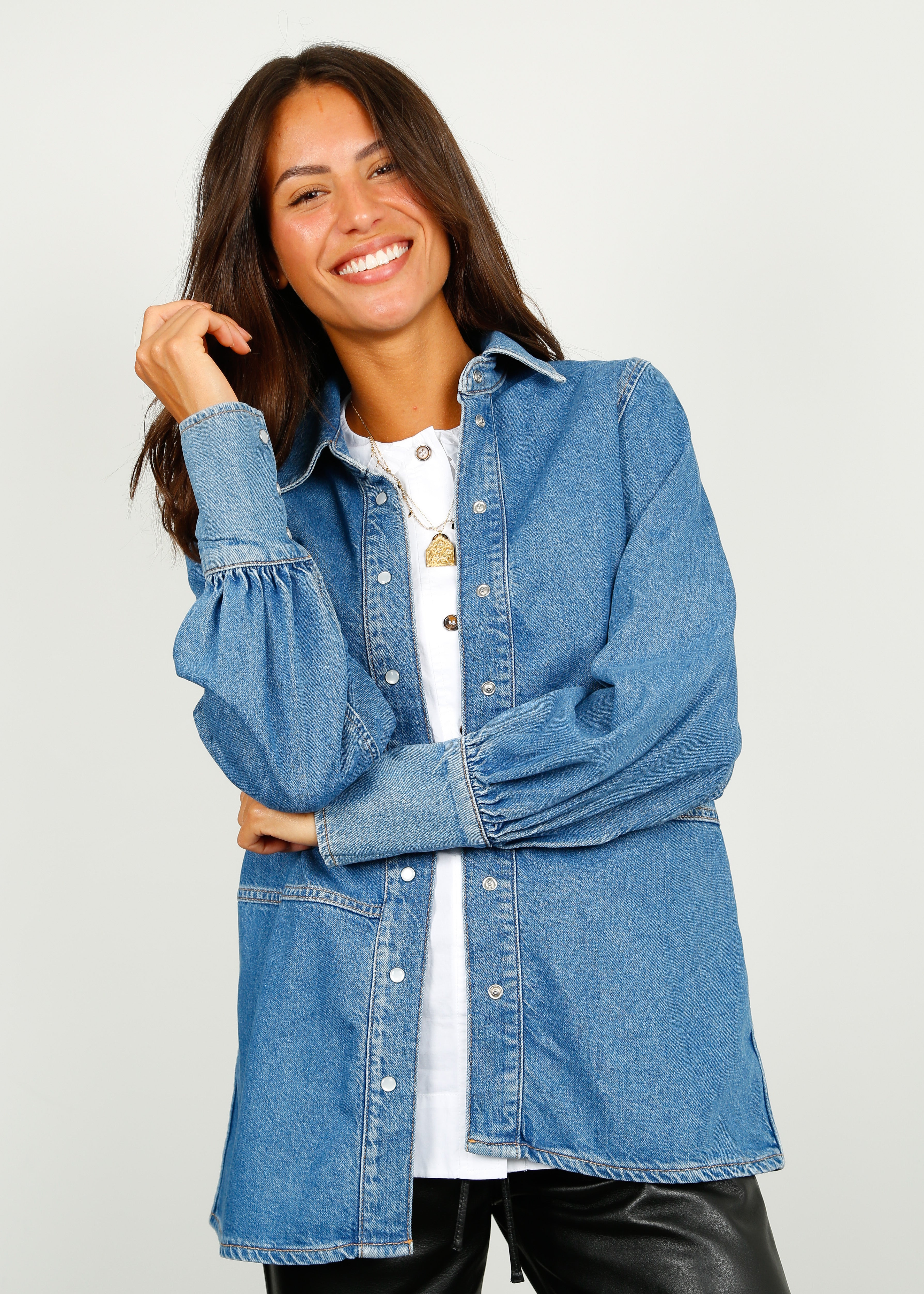 GANNI J1310 Future Denim Shirt in Dark Blue Vintage