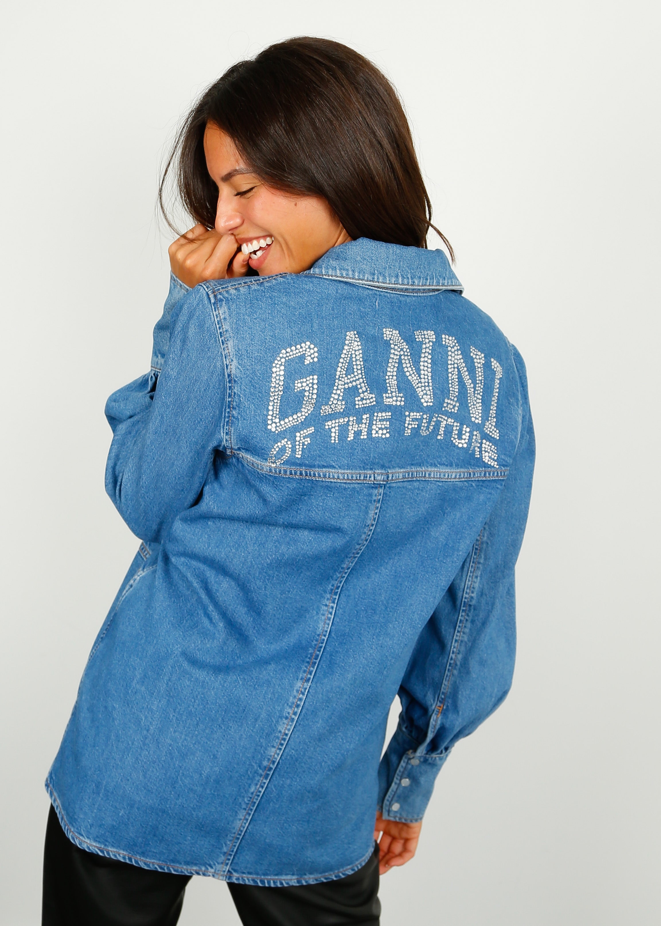 GANNI J1310 Future Denim Shirt in Dark Blue Vintage