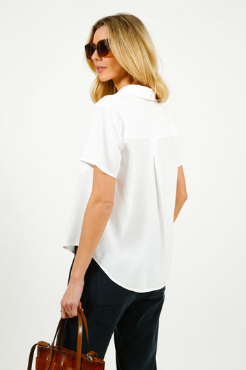 BD Short Sleeve Pocket Button Down in White
