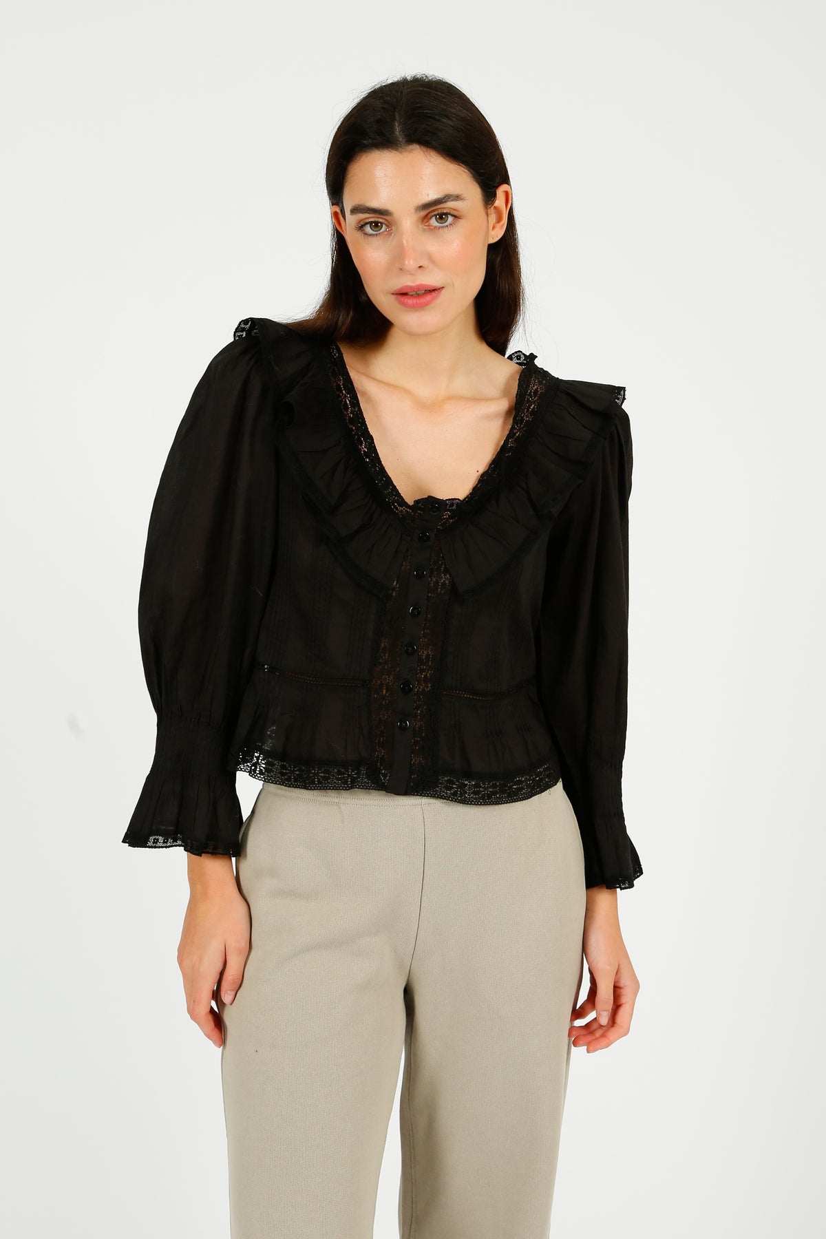 RIXO Solene Top in Black