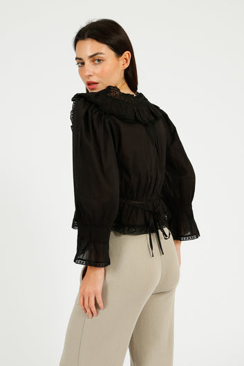 RIXO Solene Top in Black