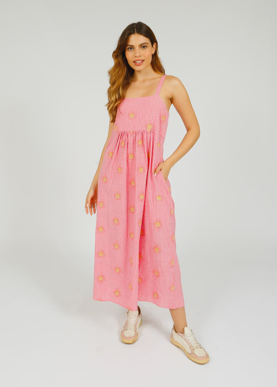 PP Robin Dress in Wavy Sun Emb Pink