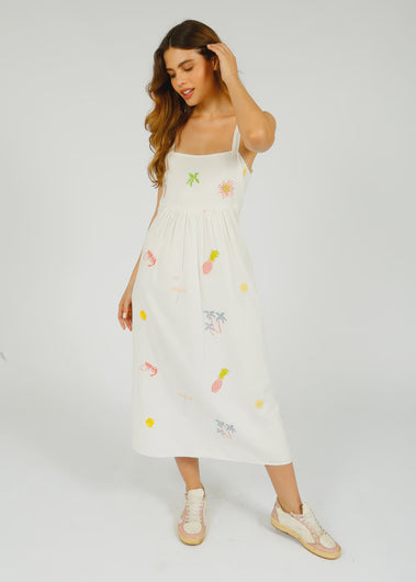PP Robin Dress in Icons Emb White