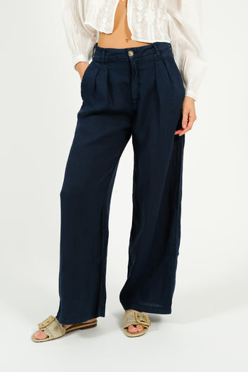 MAISON H Marisa Linen Pant in Navy