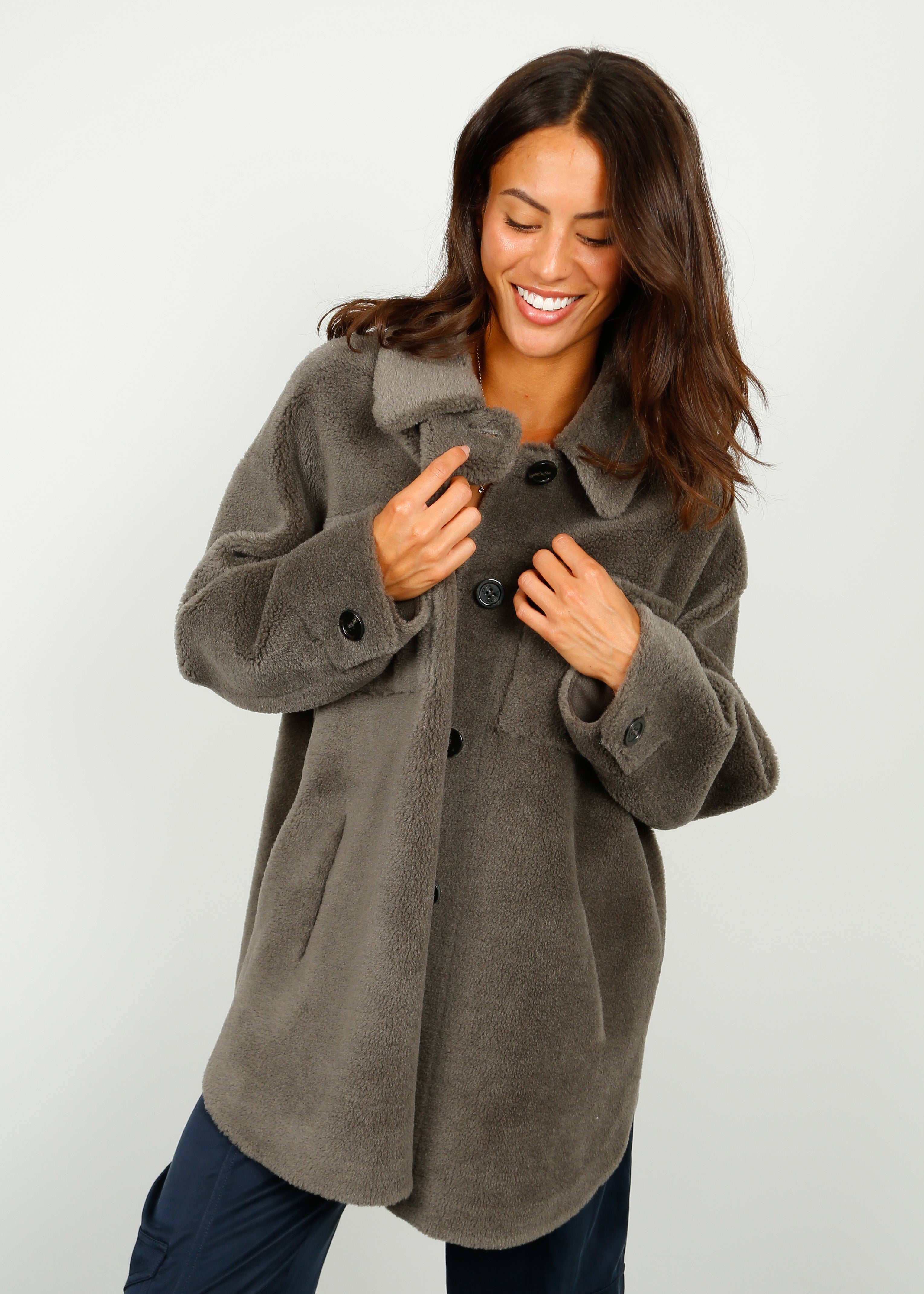 OW Flag Lily Fur Coat in Dark Khaki