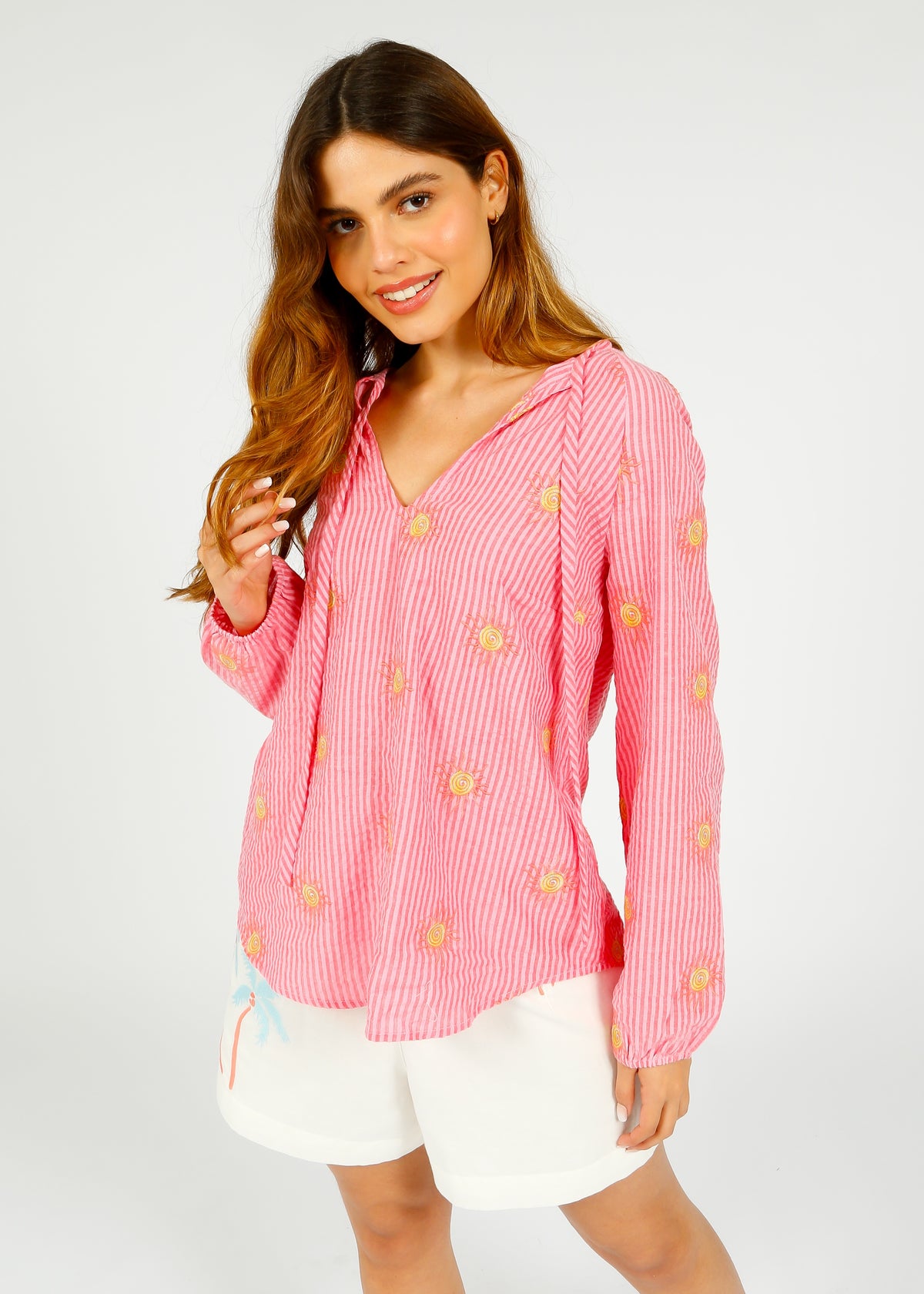 PP Fleur Top in Wavy Sun Emb Pink