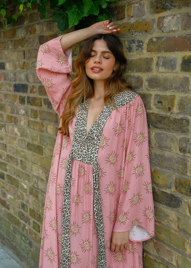 PP Lulu Dress in Wavy Sun Shell Pink/Leo Brown