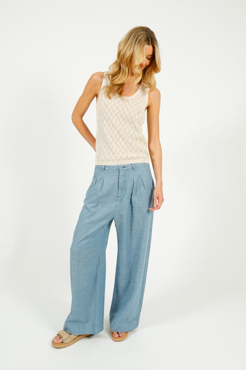 E&I Belinou Linen Trousers in Blue