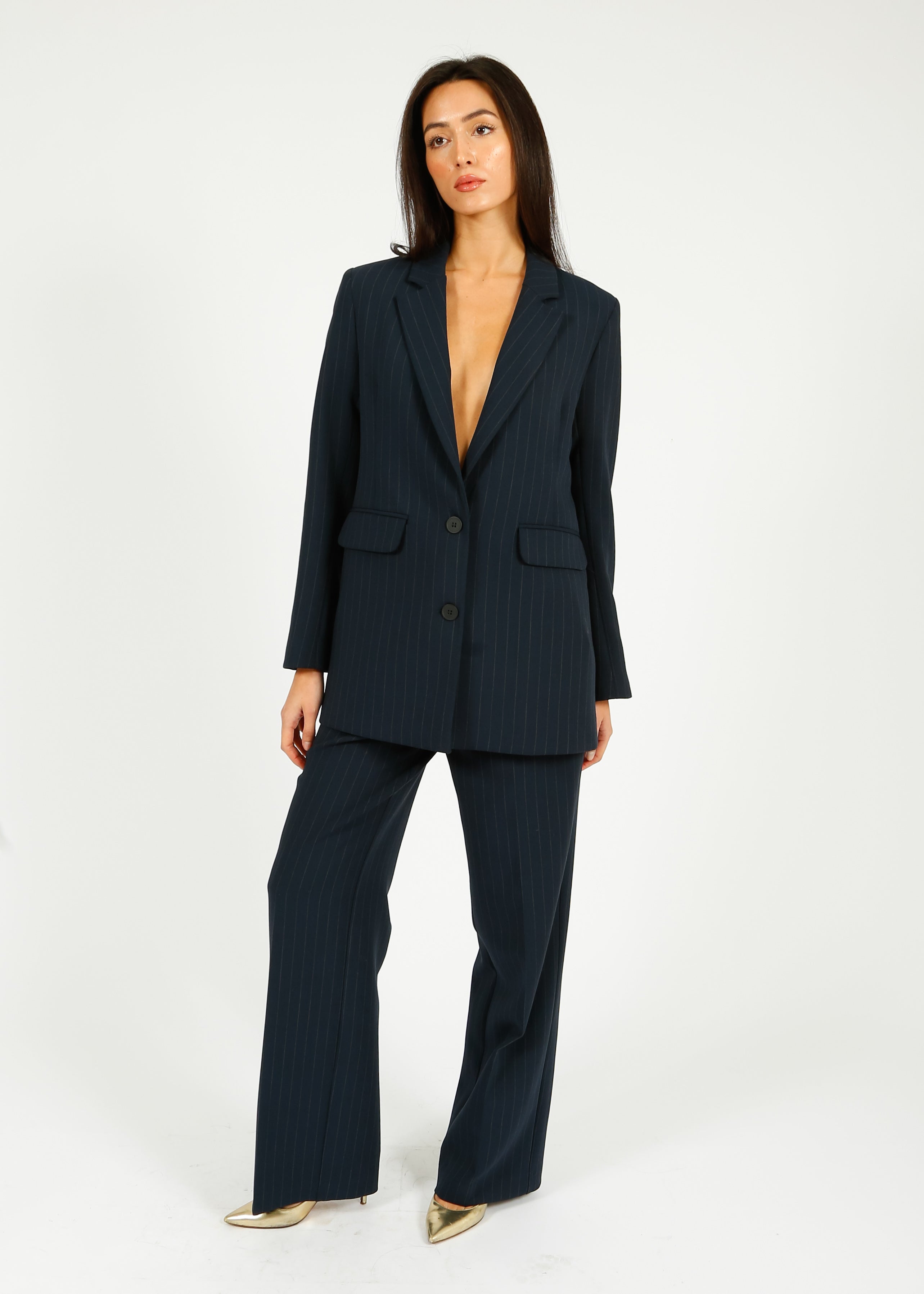 SLF Rita Wide Pant in Dark Sapphire Pin Stripe