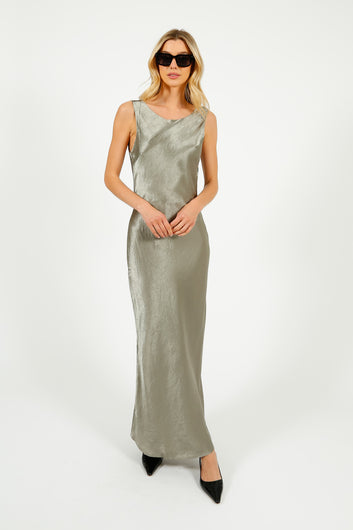 SLF Selene Cowl Back Midi Dress in Vetiver