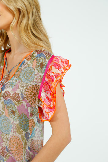 PDS 427 Rosa Frill Top in Green, Blue