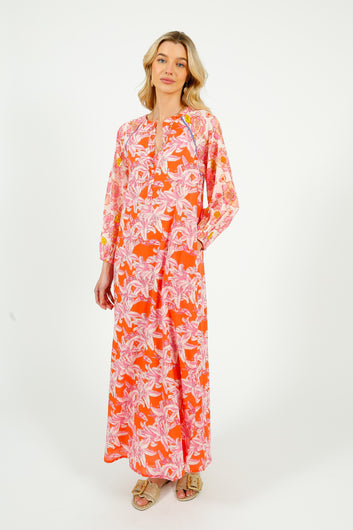 PDS 408 Rosa Flower Dress in White, Pink