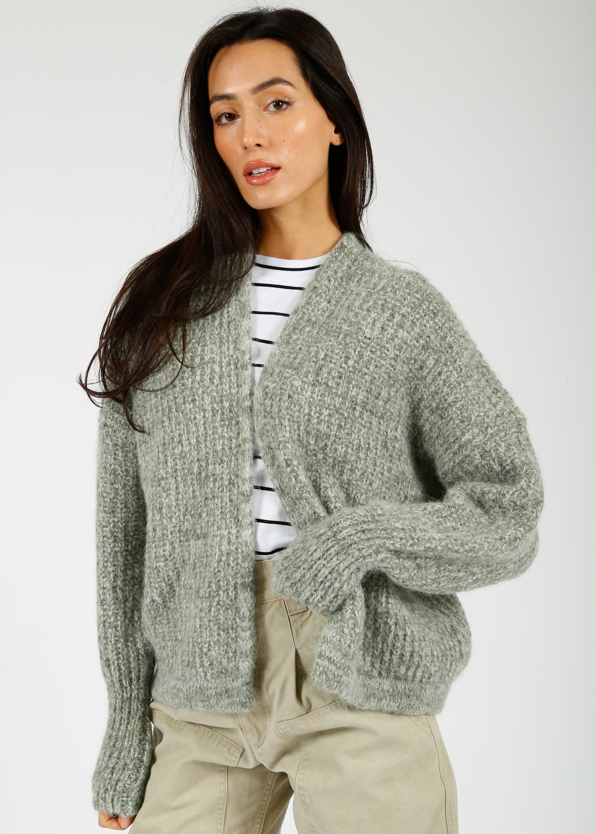 AV East 19 Open Cardigan in Tortue Melange