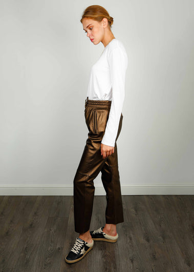 OW Gift Leather Trousers in Metallic