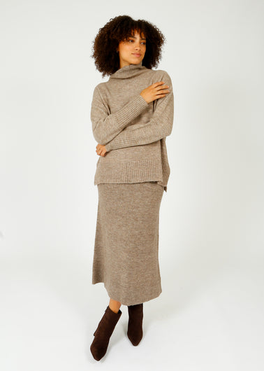 SUNCOO Falba Knit Skirt in Taupe