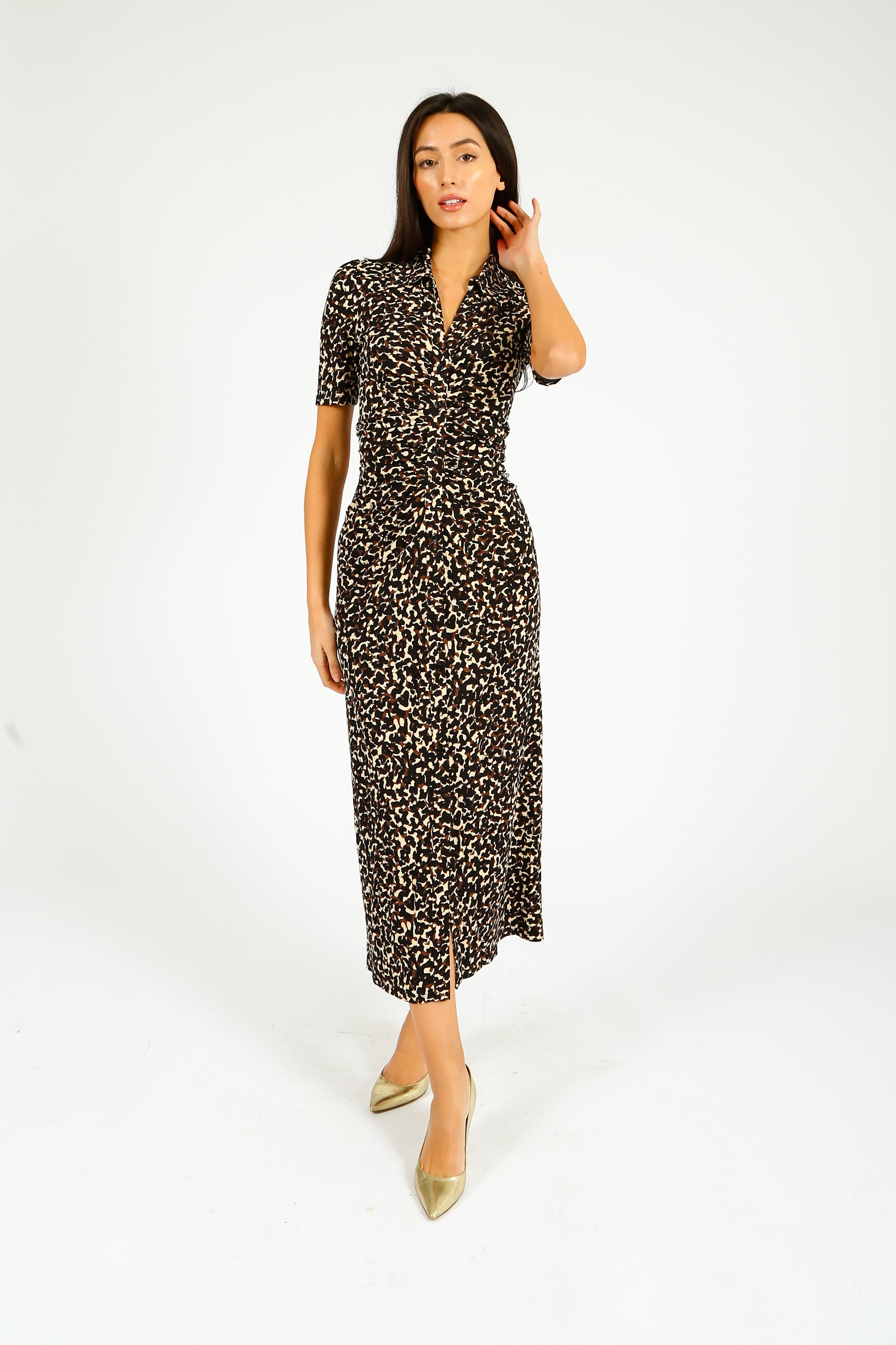 DVF Zoey Dress in Camo Leopard