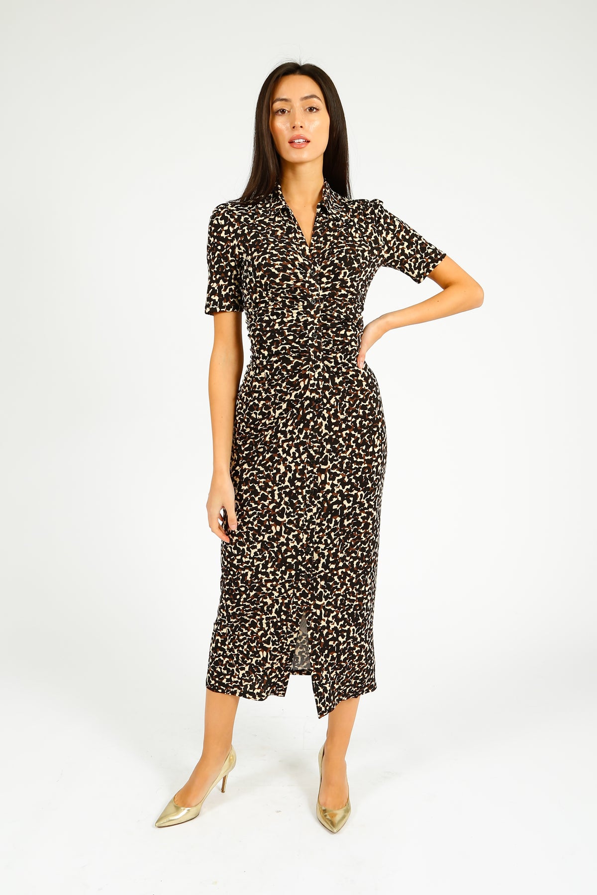 DVF Zoey Dress in Camo Leopard