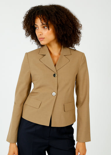 GANNI F9560 Drapey Melange Fitted Blazer